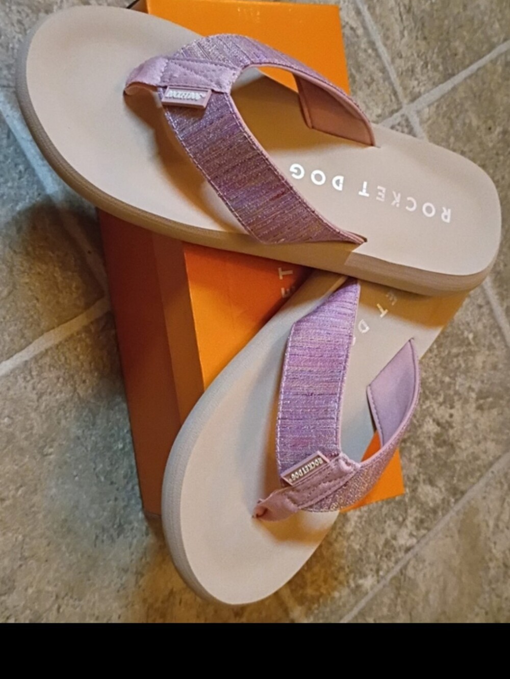Rocket Dog NWT/BOX Sparkle Pink Lavender Thong Sandals Women's Size 10 - Picture 15 of 16